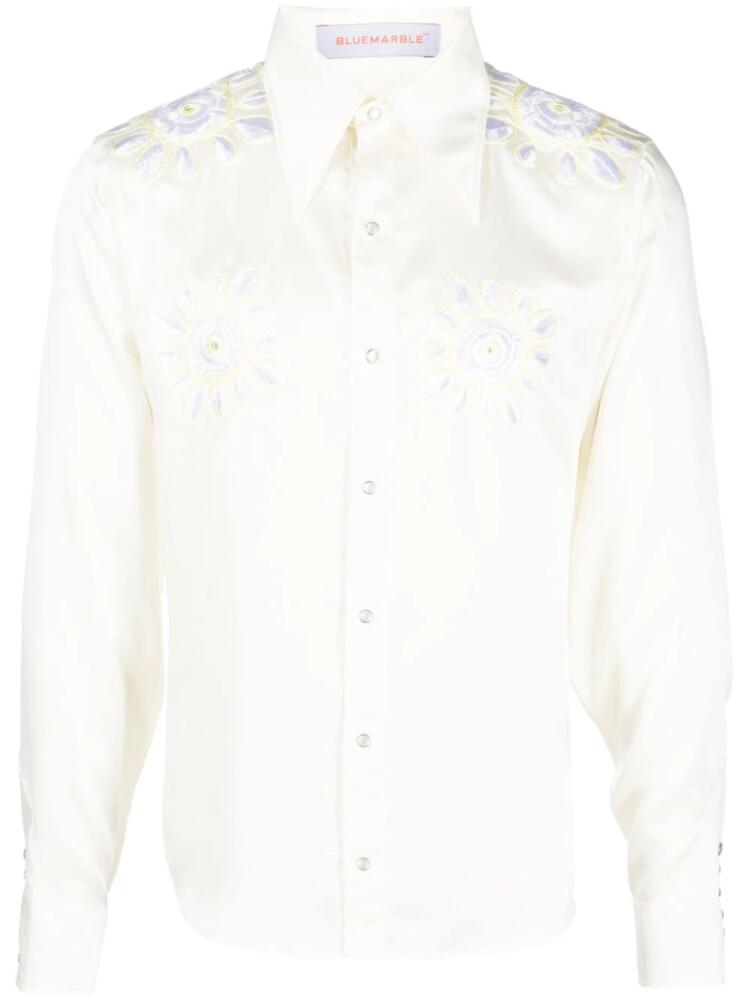 BLUEMARBLE embroidered satin shirt - Neutrals Cover