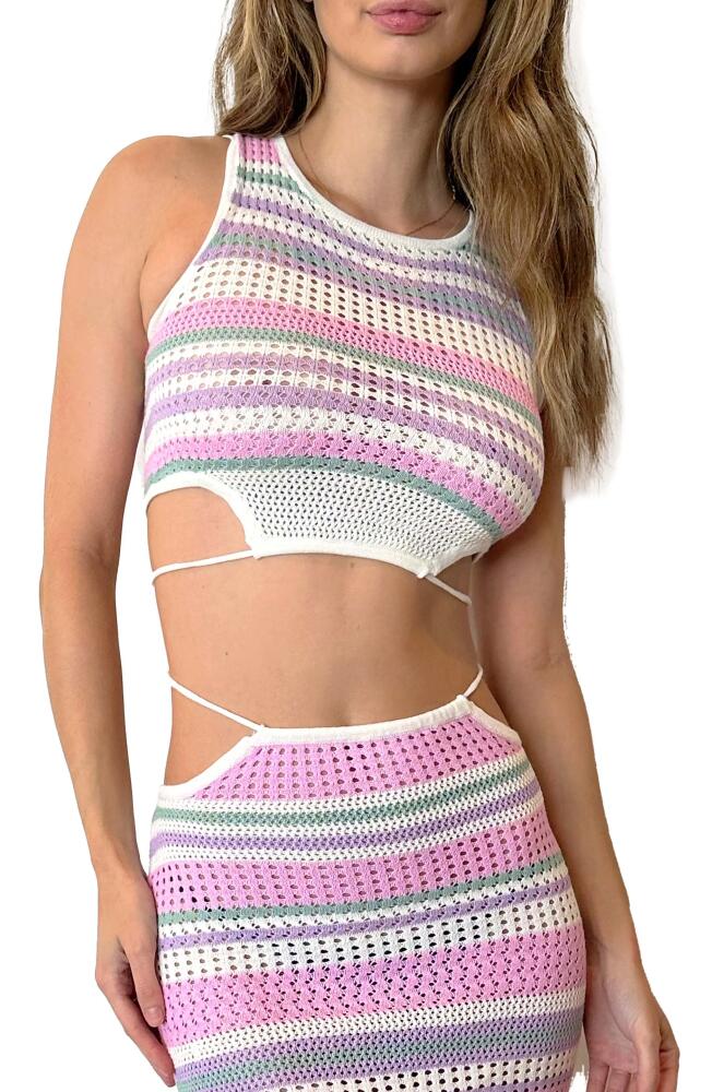 Capittana Lia Stripe Strappy Crop Cover-Up Top in Multicolor Cover