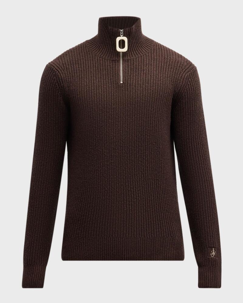 JW Anderson Men's Half-Zip Ribbed Jumper Sweater Cover