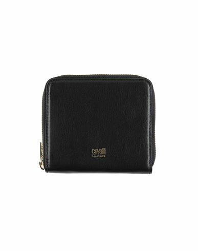 Cavalli Class Woman Wallet Black Polyurethane, Calfskin Cover