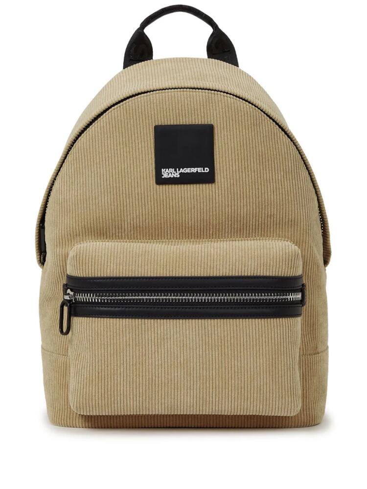 Karl Lagerfeld Jeans box-logo corduroy backpack - Neutrals Cover