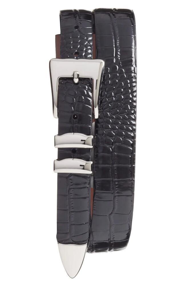 Torino Alligator Embossed Leather Belt in Black Cover