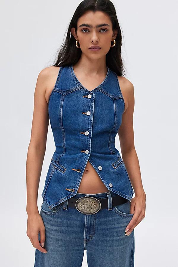 Levi's Longline Denim Vest Jacket in Tinted Denim Cover