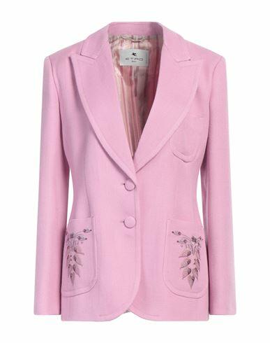 Etro Woman Blazer Pink Viscose, Virgin Wool, Polyester Cover