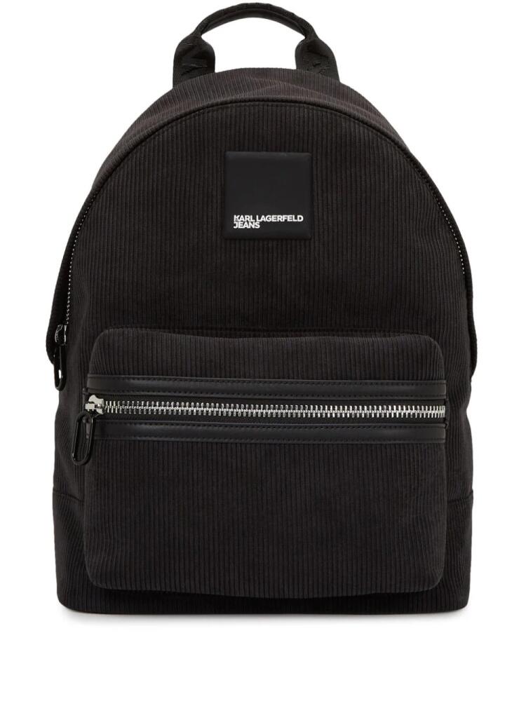 Karl Lagerfeld Jeans box-logo corduroy backpack - Black Cover