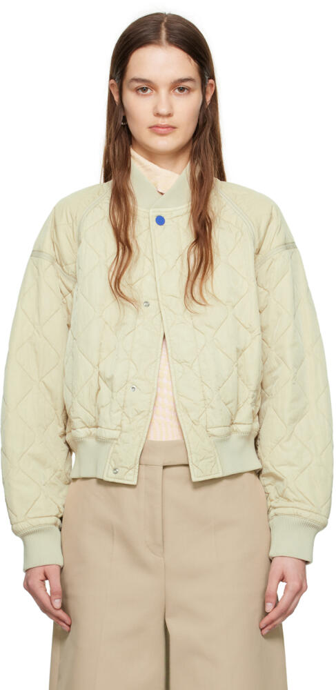 Burberry Beige Quilted Bomber Jacket Cover