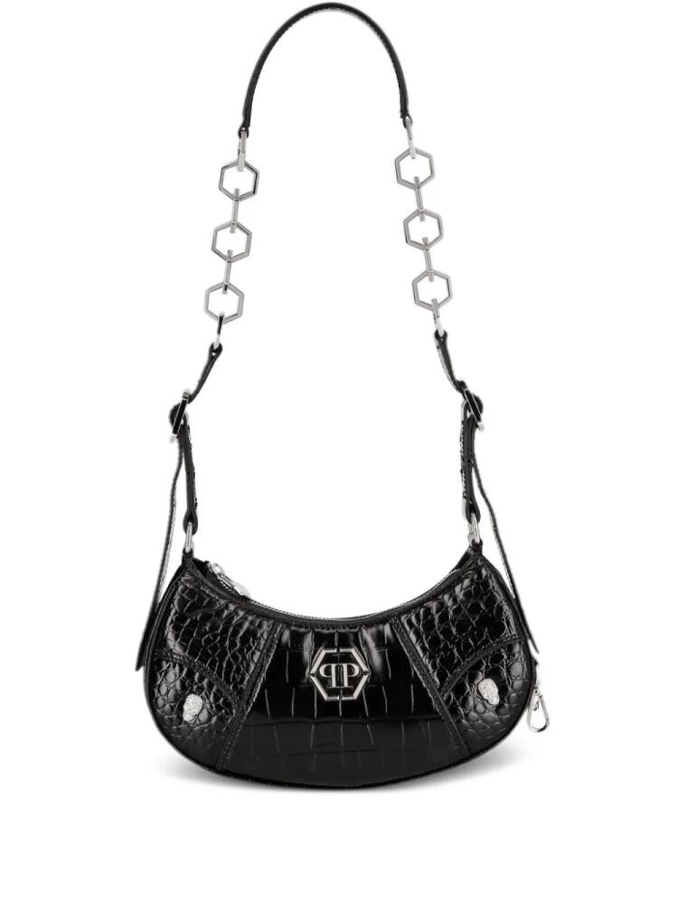 Philipp Plein logo-plaque leather shoulder bag - Black Cover