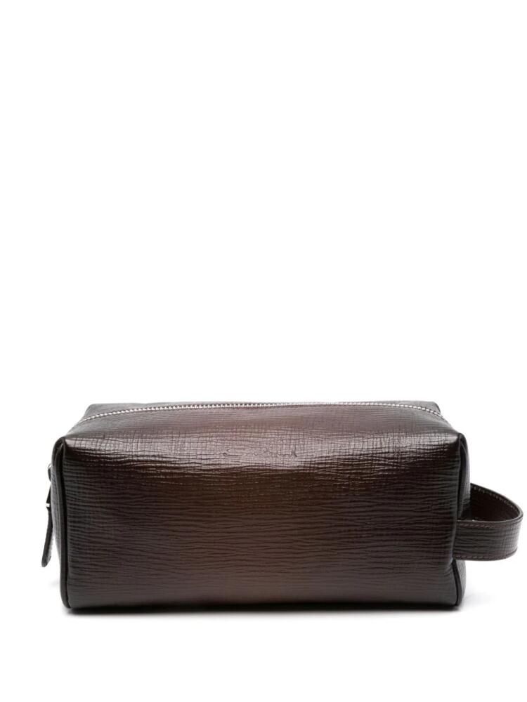 Santoni leather wash bag - Brown Cover