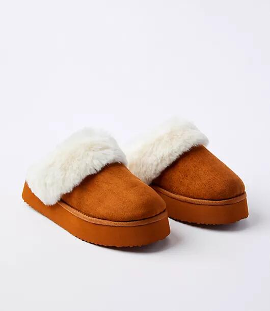 Loft Faux Fur Lined Platform Slippers Cover