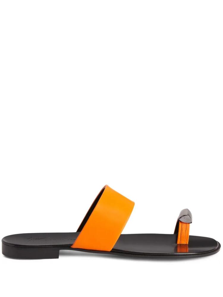 Giuseppe Zanotti Norbert leather flat sandals - Orange Cover