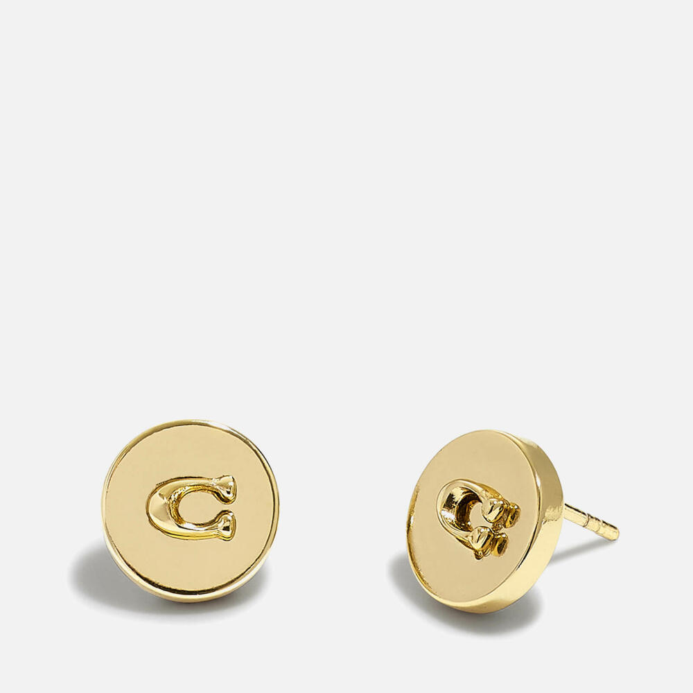 Coach Signature C Disc Gold-Tone Stud Earrings Cover