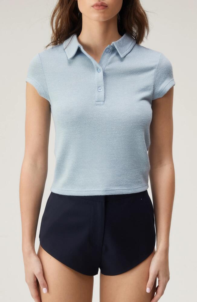 NASTY GAL Fitted Crop Polo in Pale Blue Cover