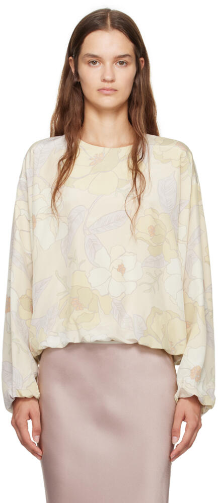 Dries Van Noten Beige Silk Cocoon Blouse Cover