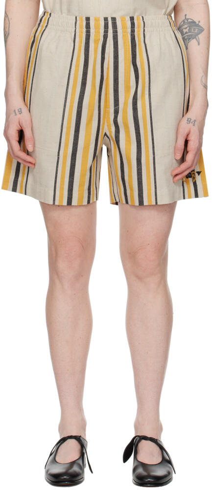 Bode Beige & Orange Namesake Stripe Shorts Cover