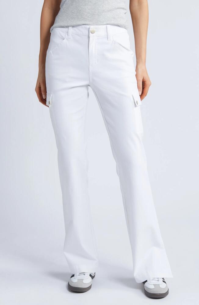 1822 Denim Cargo Bootcut Pants in White Cover