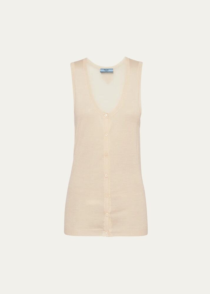 Prada Button Down Superfine Cashmere Tank Top Cover