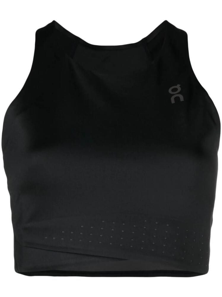 On Running Race Crop training top - Black Cover