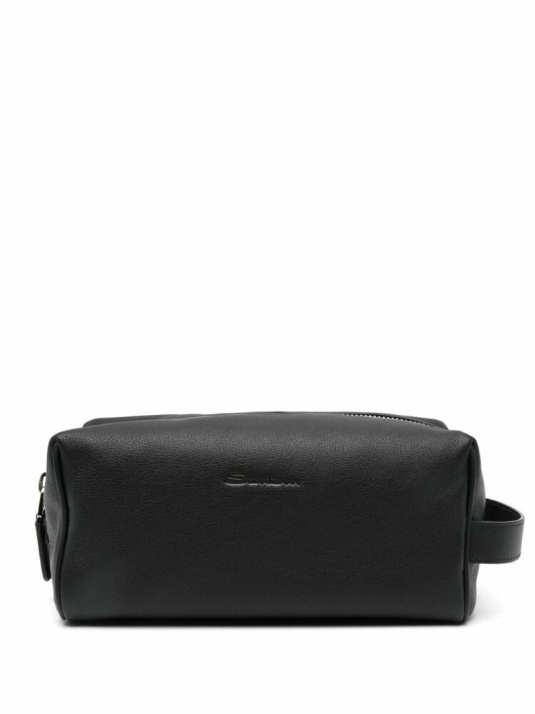 Santoni leather wash bag - Black Cover