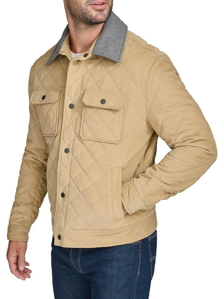 Cole Haan Men's Diamond Quilted Corduroy Trucker Jacket - Khaki Cover