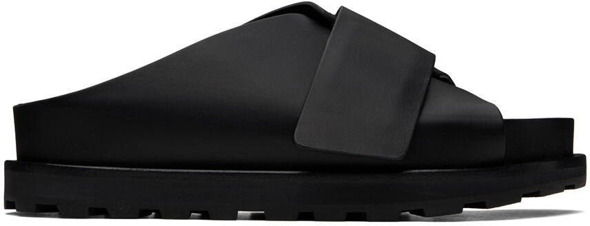 Jil Sander Black Cross-Strap Slides Cover