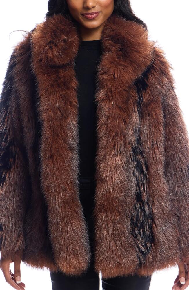 DONNA SALYERS FABULOUS FURS Foxy Favorite Faux Fur Coat in Chocolate Fox Cover