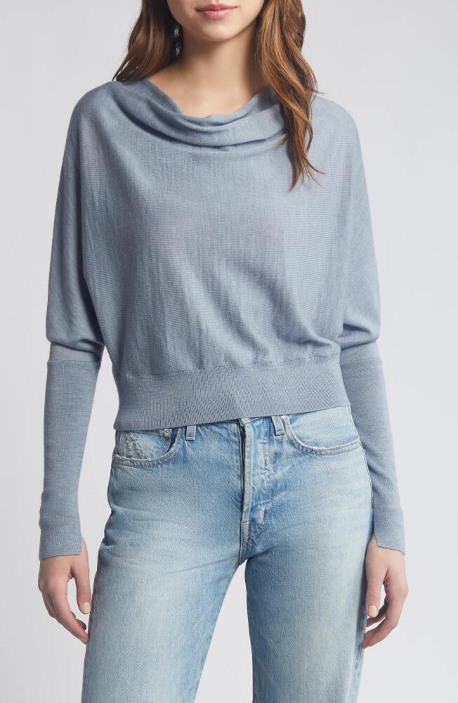 AllSaints March Merino Wool Cowl Neck Sweater in Dusty Blue Cover