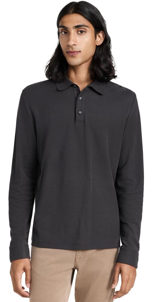 Vince Pima Pique Long Sleeve Polo Carbon Cover