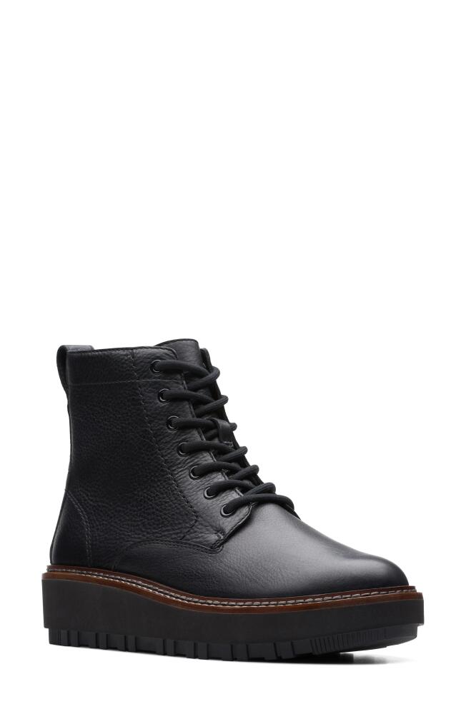 Clarks(r) Orianna Lace-Up Boot in Black Leather Cover