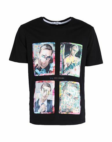 Grey Daniele Alessandrini Man T-shirt Black Cotton Cover