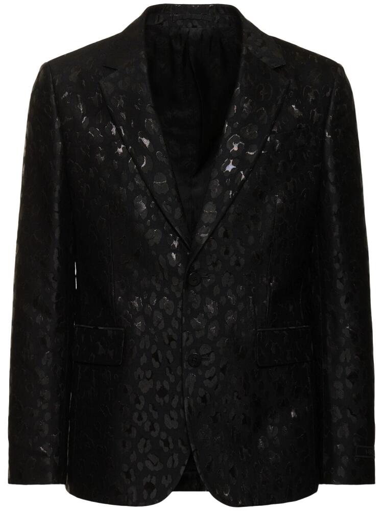 VERSACE Lurex Leopard Jacquard Blazer Cover