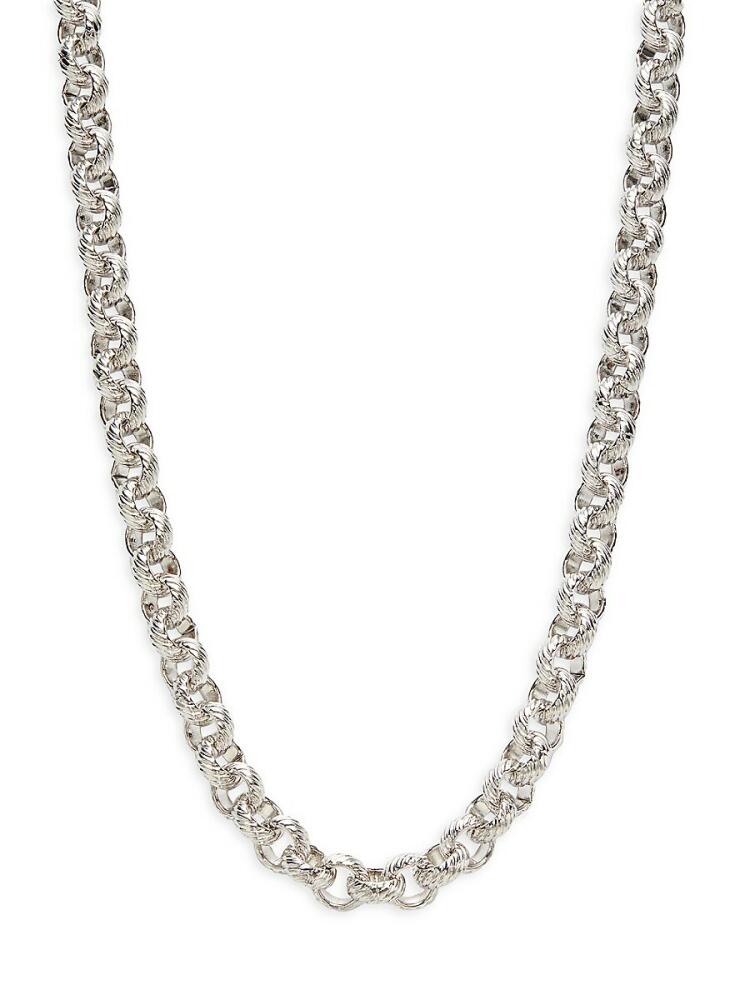 Sterling Forever Women's Textured Round Link Chain Necklace Cover