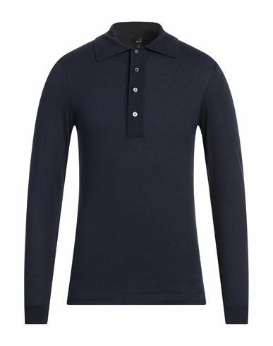 Dunhill Man Polo shirt Midnight blue Cotton, Cashmere Cover