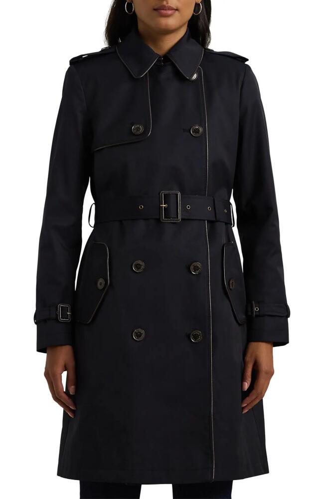 Lauren Ralph Lauren Belted Water Resistant Double Breasted Trench Coat in Dark Navy Cover