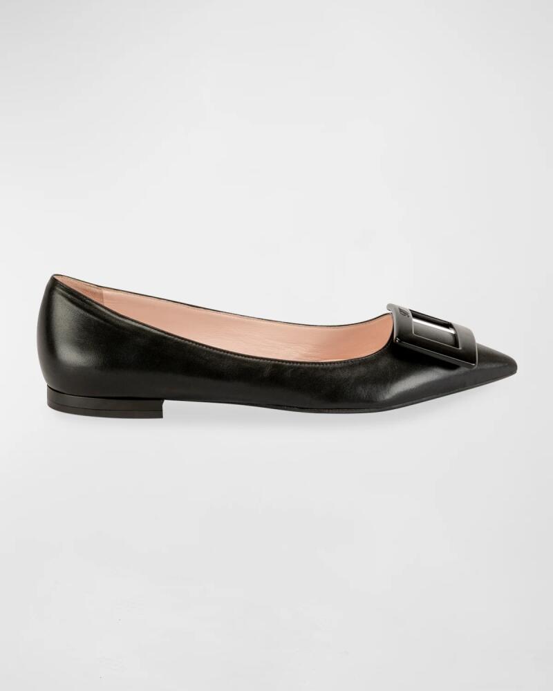 Roger Vivier Gommettine Leather Ballet Flats with Tonal Buckle Cover