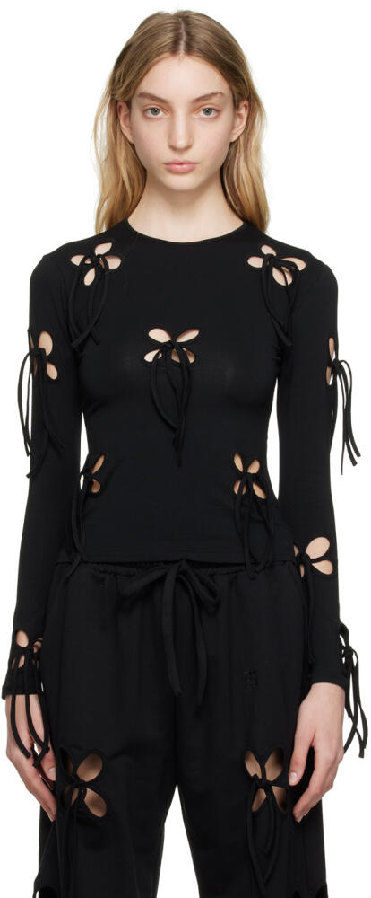 J.Kim SSENSE Exclusive Black Petal Long Sleeve T-Shirt Cover