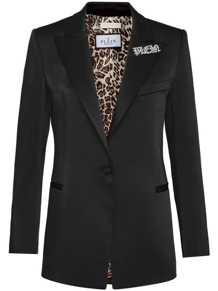 Philipp Plein logo-embellished satin blazer - Black Cover