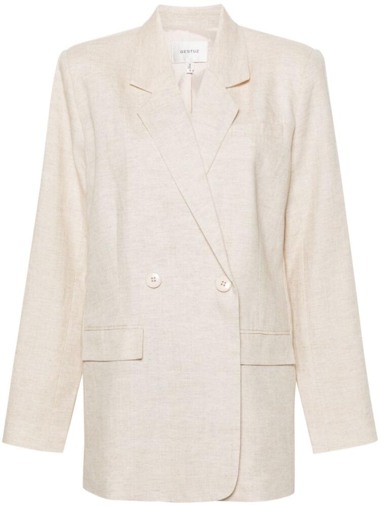 Gestuz double-breasted lyocell-blend blazer - Neutrals Cover