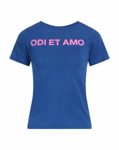 Odi Et Amo Woman T-shirt Blue Cotton Cover