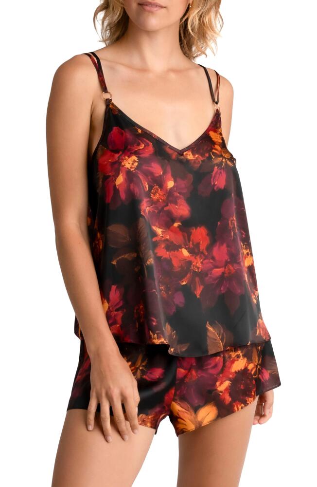 Midnight Bakery Dylan Floral Print Satin Short Pajamas in Black Cover