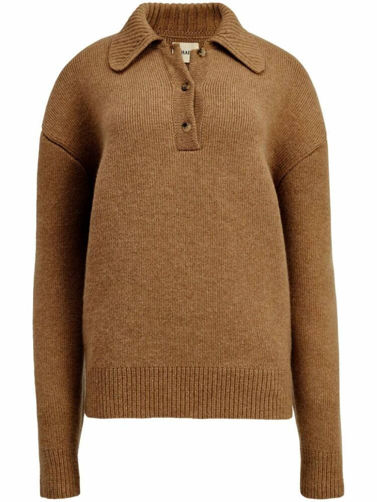 KHAITE Bristol polo-collar jumper - Brown Cover