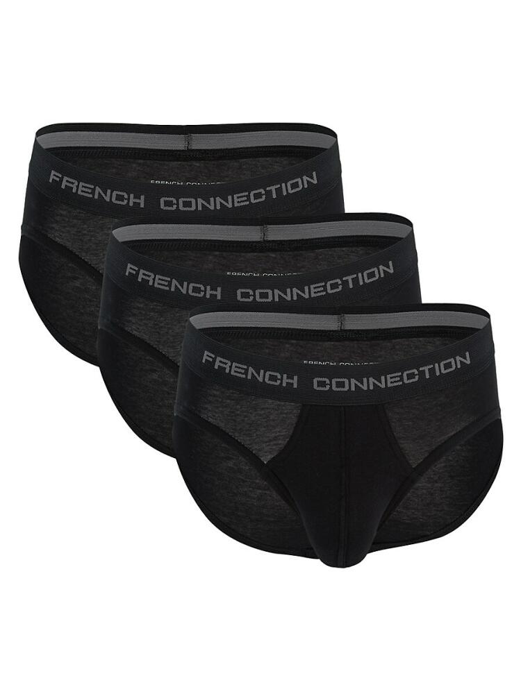 French Connection Men's 3-Pack Logo Briefs - Black Cover