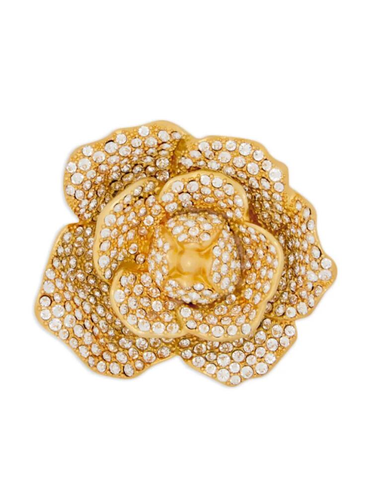 Oscar de la Renta Gardenia pavé-setting brooch - Gold Cover