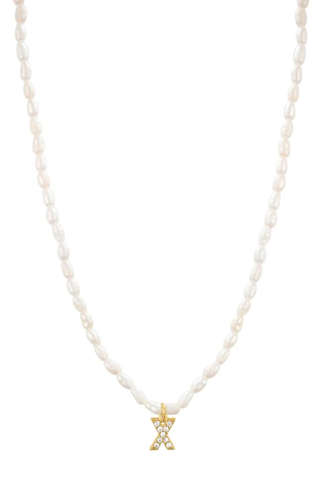 st. Moran Initial Freshwater Pearl Beaded Necklace in White - X Cover