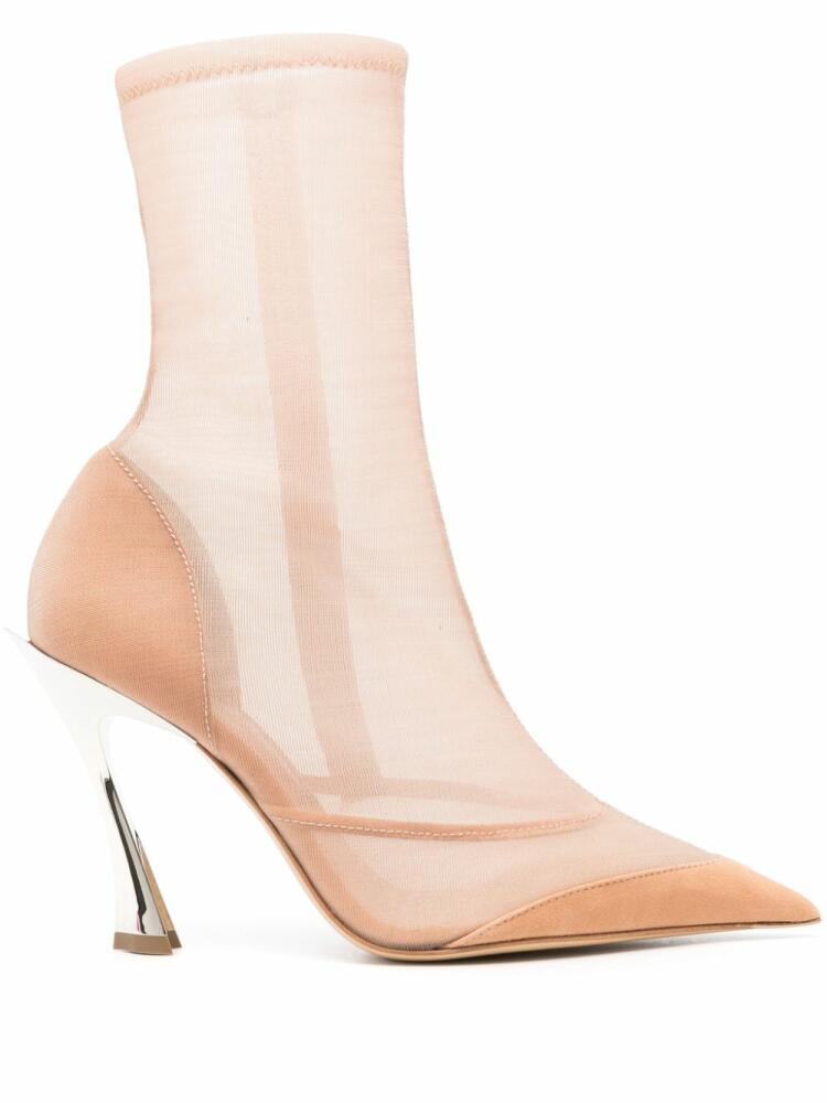 Mugler 100mm semi-sheer ankles boots - Neutrals Cover