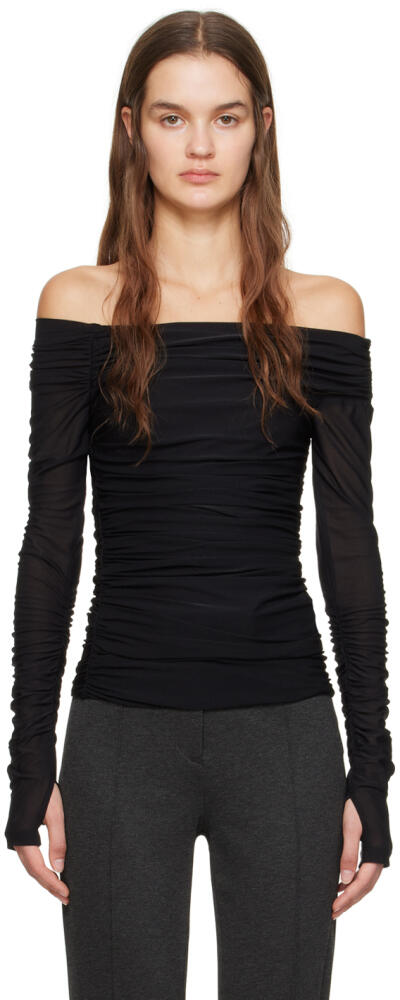 Helmut Lang Black Ruched Long Sleeve T-Shirt Cover