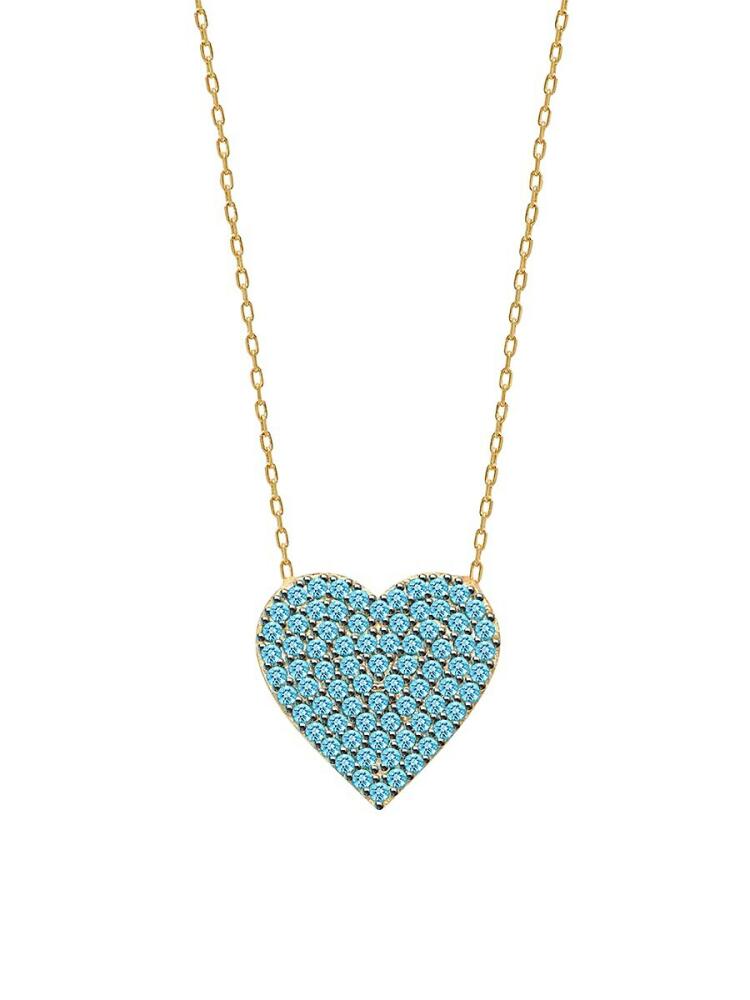 Gabi Rielle Women's Outshine 14K Gold Vermeil & Aquamarine Crystal Heart Pendant Necklace Cover