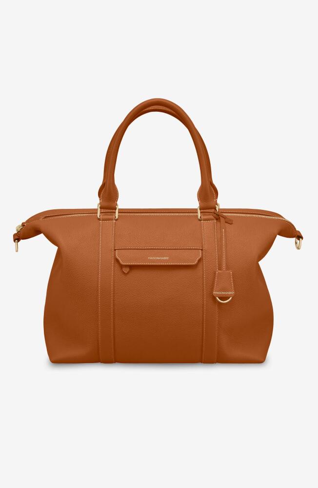 MAISON de SABRÉ Large Leather Weekender Bag in Pecan Brown Cover