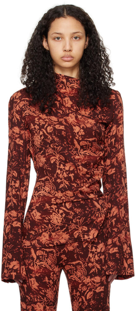 Jade Cropper Brown & Orange Asymmetric Blouse Cover