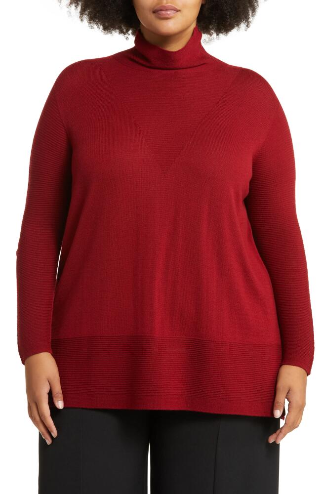 Marina Rinaldi Oversize Wool Blend Mock Neck Sweater in Red Cover