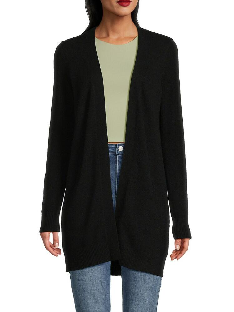 Sofia Cashmere Women's Cashmere Longline Open Front Cardigan - Black Cover